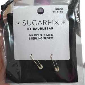 Sugarfix 14K Gold Plated Safety Pin Earrings New